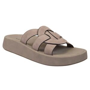Naked Feet Market Greige Suede Platform Slide Sandals Women 7.5 M075 NWT resort